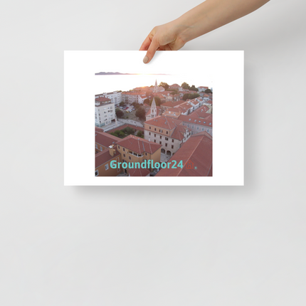 Roof Sunset View Poster with Groundfloor24 with House Logo