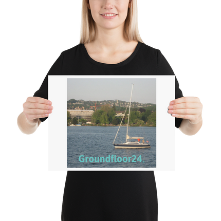 Boat on the River Poster with Groundfloor24 without House Logo