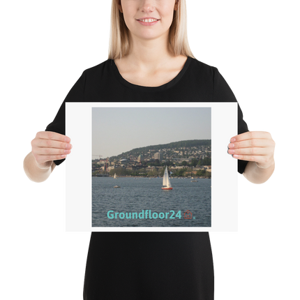 Beutiful River & Hills Sinari Poster with Groundfloor24 with House Logo