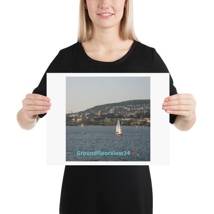 Beutiful River & Hills Sinari Poster with groundfloorview24 with House Logo
