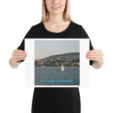 Beutiful River & Hills Sinari Poster with realestatematching24 without key Logo
