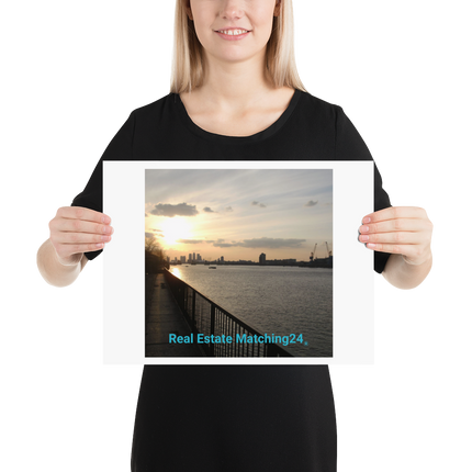 Awesome River View Poster with realestatematching24 without key Logo