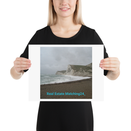 Waves and Sand Poster with realestatematching24 without key Logo