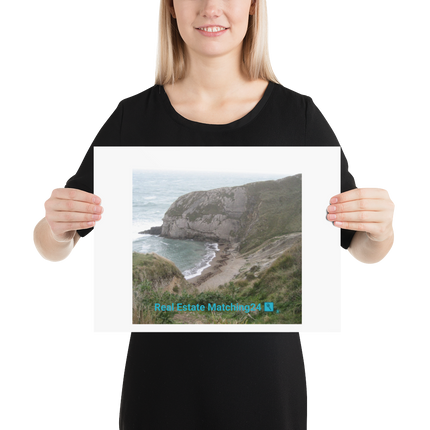 Sea & Hills Poster with realestatematching24 with key Logo