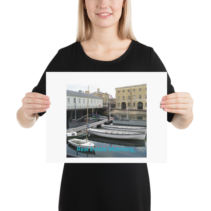 Boat on Water Poster with realestatematching without key Logo