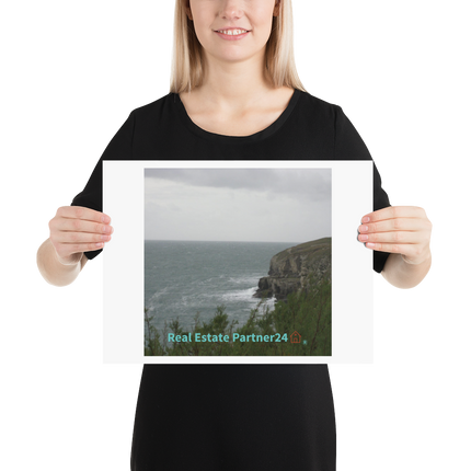 Seaside Serenity Poster with realestatepartner24 with house Logo
