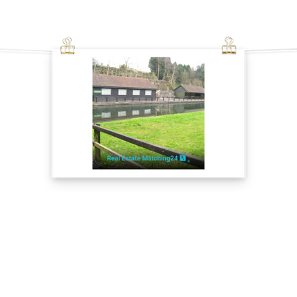 Lakeside Serenity Poster with realestatematching24 with key Logo