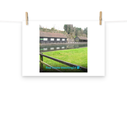 Lakeside Serenity Poster with realestatematching24 with key Logo