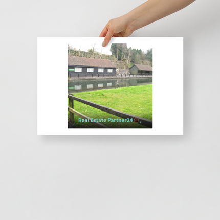 Lakeside Serenity Poster with realestatepartner24 with house Logo