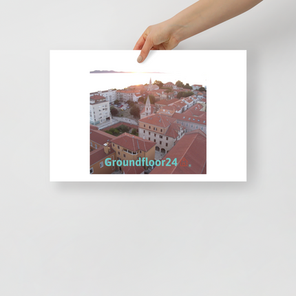Roof Sunset View Poster with Groundfloor24 with House Logo