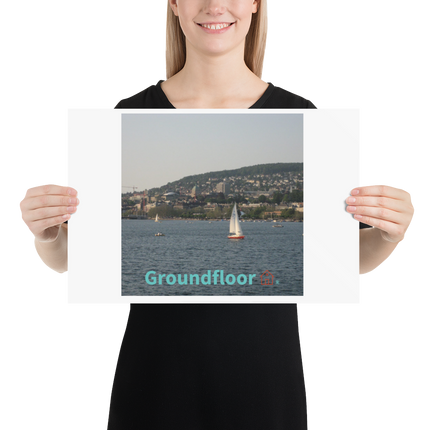 Beutiful River & Hills Sinari Poster with Groundfloor with House Logo