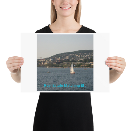 Beutiful River & Hills Sinari Poster with realestatematching with key Logo