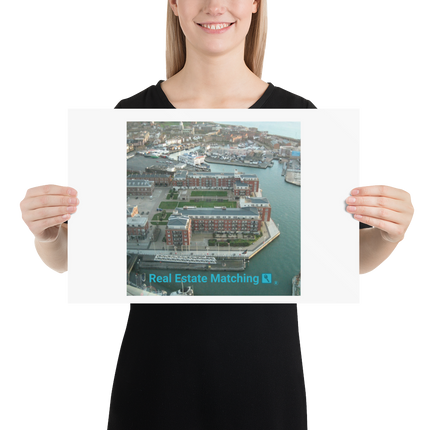 Nice City Poster with realestatematching with key Logo