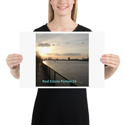 Awesome River View Poster with realestatepartner24 with house Logo