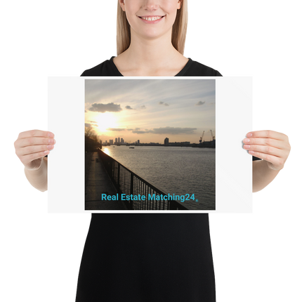 Awesome River View Poster with realestatematching24 without key Logo