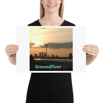 Majestic Sunset Poster with Groundfloor with House Logo