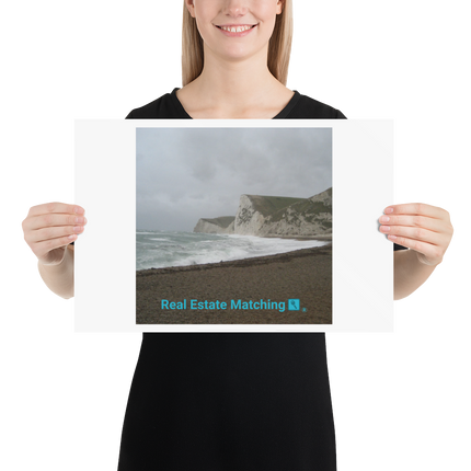 Waves and Sand Poster with realestatematching with key Logo
