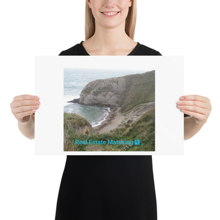 Sea & Hills Poster with realestatematching with key Logo
