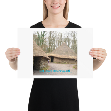 Village Charm Poster with realestatematching24 with key Logo