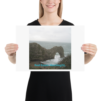 Coastal Escape Poster with realestatematching24 without key Logo