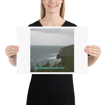 Seaside Serenity Poster with realestatepartner24 with house Logo