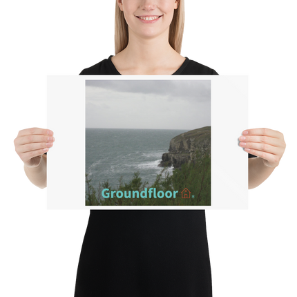 Seaside Serenity Poster with Groundfloor with House Logo