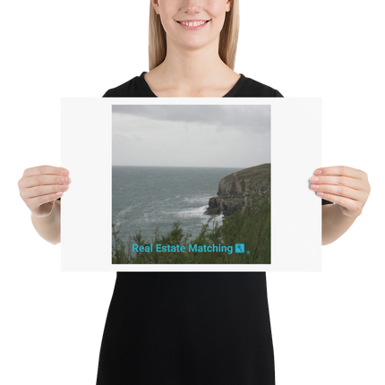 Seaside Serenity Poster with realestatematching with key Logo