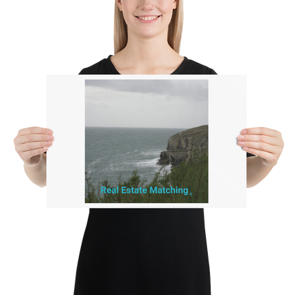 Seaside Serenity Poster with realestatematching without key Logo