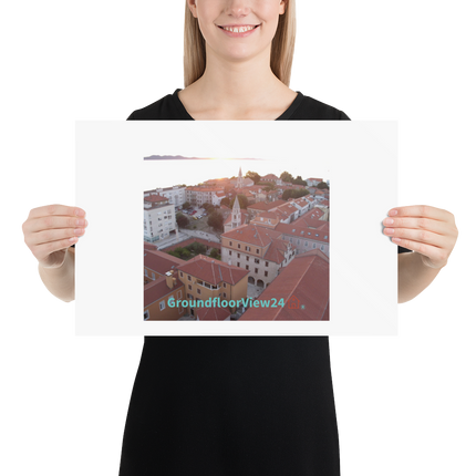 Roof Sunset View Poster with groundfloorview24 with House Logo
