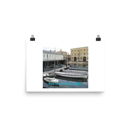 Boat on Water Poster with realestatematching with key Logo