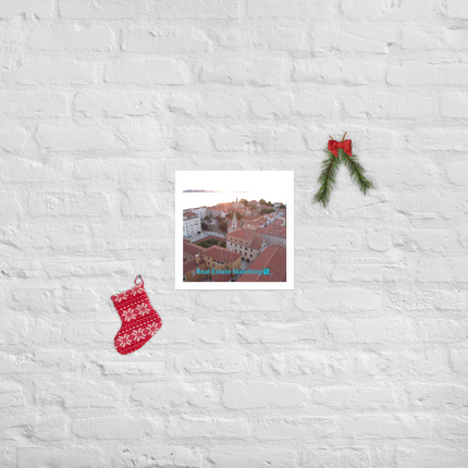 Roof Sunset View Poster with realestatematching with key Logo