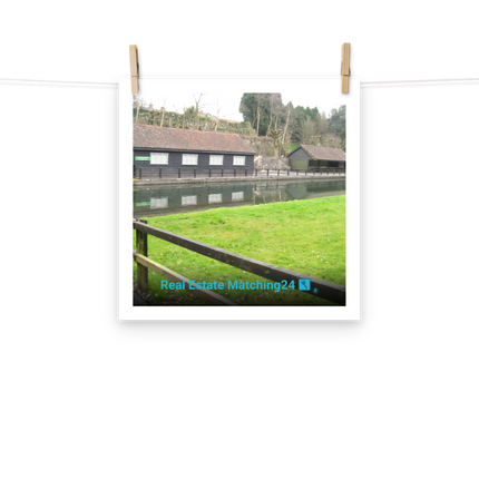 Lakeside Serenity Poster with realestatematching24 with key Logo