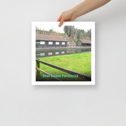 Lakeside Serenity Poster with realestatepartner24 with house Logo