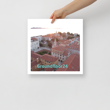 Roof Sunset View Poster with Groundfloor24 with House Logo