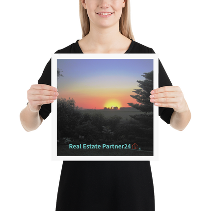Beutiful Sunset Sinari Poster with realestatepartner24 with house Logo