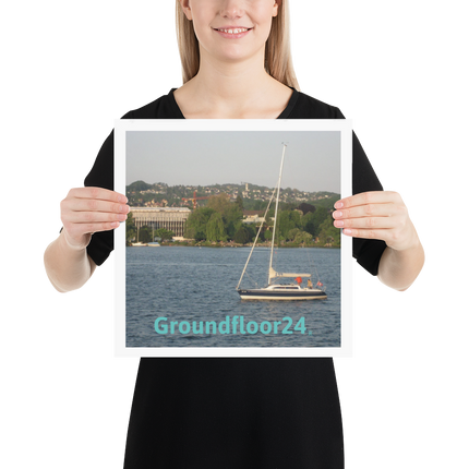 Boat on the River Poster with Groundfloor24 without House Logo