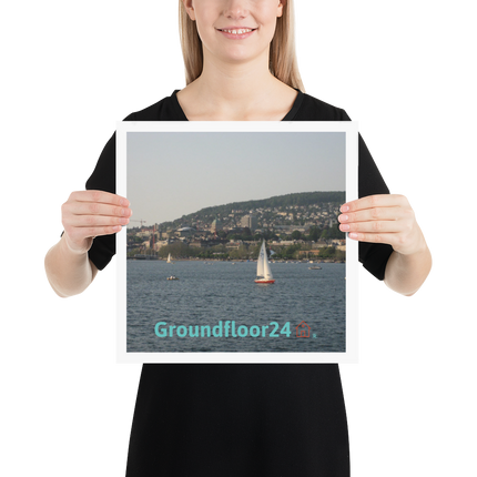 Beutiful River & Hills Sinari Poster with Groundfloor24 with House Logo