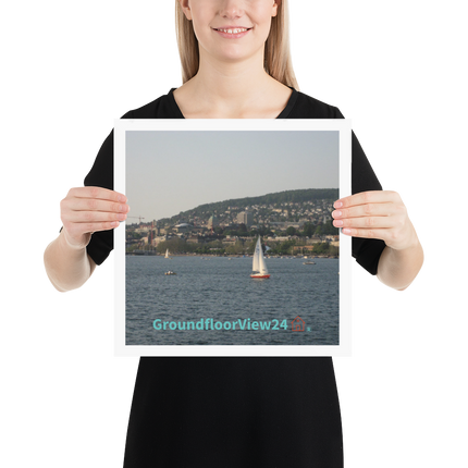 Beutiful River & Hills Sinari Poster with groundfloorview24 with House Logo