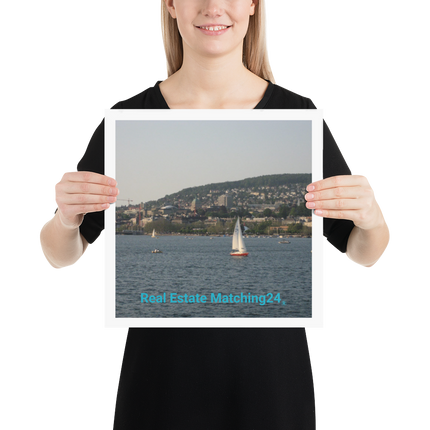 Beutiful River & Hills Sinari Poster with realestatematching24 without key Logo