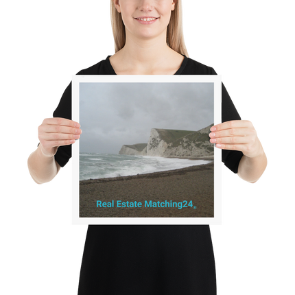 Waves and Sand Poster with realestatematching24 without key Logo