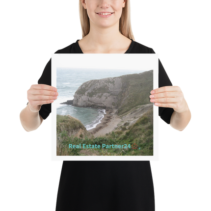 Sea & Hills Poster with realestatepartner24 with house Logo