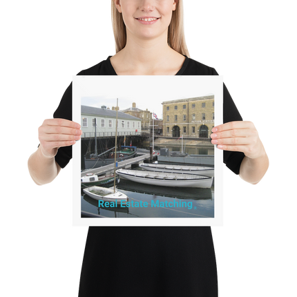 Boat on Water Poster with realestatematching without key Logo