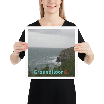 Seaside Serenity Poster with Groundfloor with House Logo