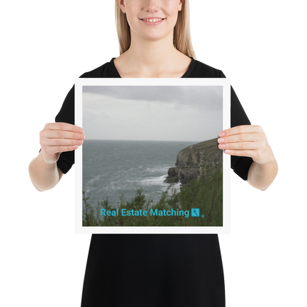 Seaside Serenity Poster with realestatematching with key Logo