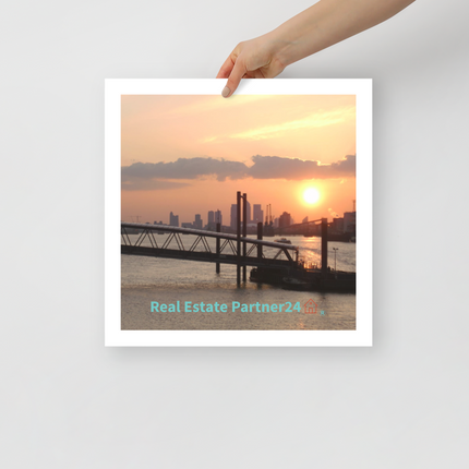 Evening Glow Poster with realestatepartner24 with house Logo