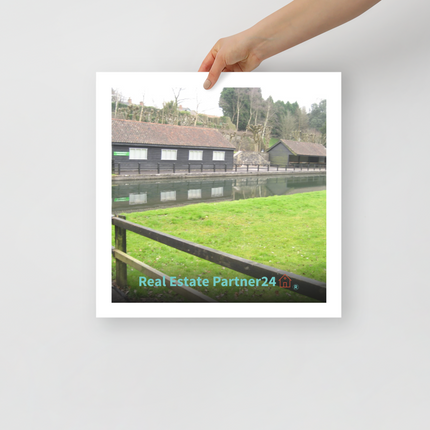 Lakeside Serenity Poster with realestatepartner24 with house Logo