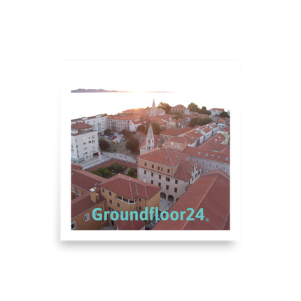 Roof Sunset View Poster with Groundfloor24 without House Logo