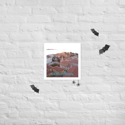Roof Sunset View Poster with realestatematching without key Logo
