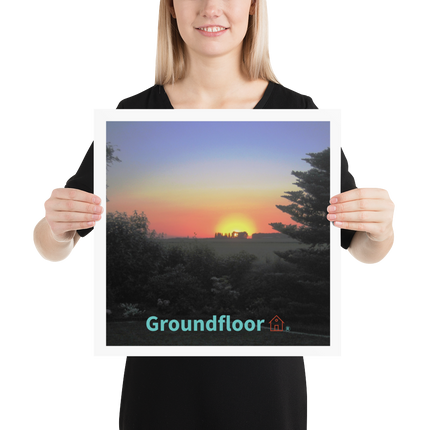 Beutiful Sunset Sinari Poster with Groundfloor with House Logo