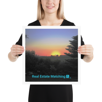 Beutiful Sunset Sinari Poster with realestatematching with key Logo